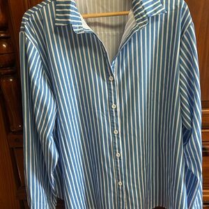 Blue and White Striped Men's Shirt